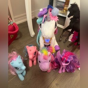 Barbies, unicorn, horse, and some more toy for sale